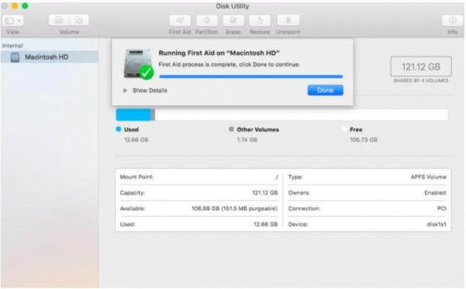תקן את דיסק מערכת ההפעלה באמצעות תוכנות השירות של MacOS